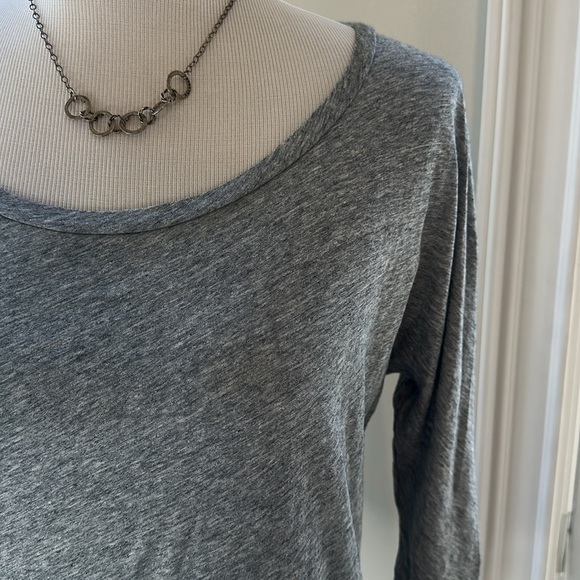J Crew Grey Vintage Cotton Boat Neck Tee, 3/4 Sleeves, Like New, Size Small - Picture 2 of 7